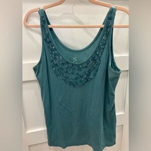 Tommy Bahama Teal Blue Sequined Tank Top Size M